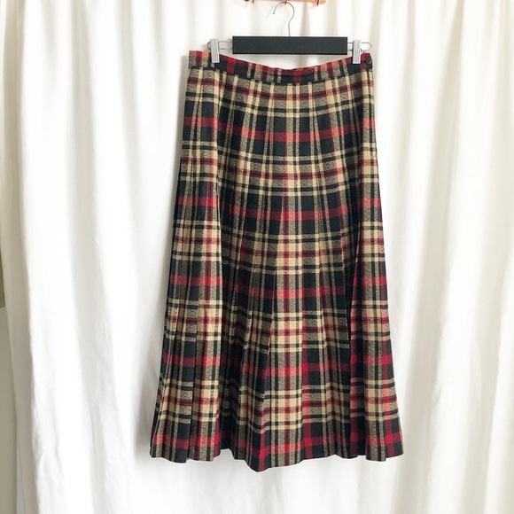 Courageous vintage plaid pleated midi/maxi skirt - Picture 5 of 5
